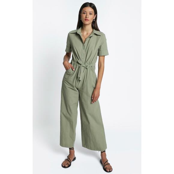 Showpo Marinie Khaki Green Belted Cargo Jumpsuit Utility Romper NWT US 6 - Picture 12 of 12